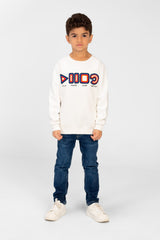 Boy's Round Neck Sweatshirt With A Print On The Front