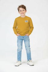 Boy's Oversized Sweatshirt With A Round Neck And Graphic Print On The Back