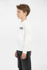 Boy's Oversized Sweatshirt With A Round Neck And Graphic Print On The Back