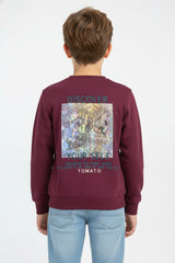 Boy's Oversized Sweatshirt With A Round Neck And Graphic Print On The Back