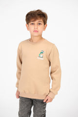 Boy's Crew Neck Printed Melton Sweatshirt