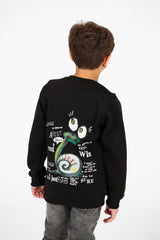 Boy's Crew Neck Printed Melton Sweatshirt