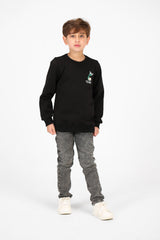 Boy's Crew Neck Printed Melton Sweatshirt