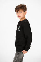 Boy's Crew Neck Printed Melton Sweatshirt