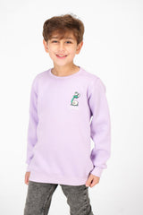 Boy's Crew Neck Printed Melton Sweatshirt