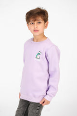 Boy's Crew Neck Printed Melton Sweatshirt