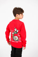 Boy's Crew Neck Printed Melton Sweatshirt
