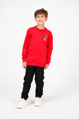Boy's Crew Neck Printed Melton Sweatshirt