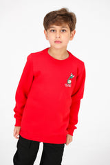 Boy's Crew Neck Printed Melton Sweatshirt