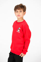 Boy's Crew Neck Printed Melton Sweatshirt