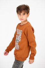 Boy's Round Neck Sweatshirt With Front Graphic Print