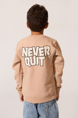 Boy's Crew Neck Slim Fit Printed Melton Sweatshirt With Long Sleeves