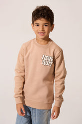 Boy's Crew Neck Slim Fit Printed Melton Sweatshirt With Long Sleeves