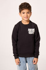 Boy's Crew Neck Slim Fit Printed Melton Sweatshirt With Long Sleeves