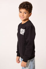 Boy's Crew Neck Slim Fit Printed Melton Sweatshirt With Long Sleeves