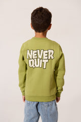 Boy's Crew Neck Slim Fit Printed Melton Sweatshirt With Long Sleeves