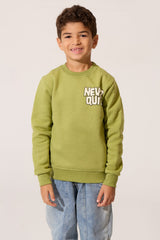 Boy's Crew Neck Slim Fit Printed Melton Sweatshirt With Long Sleeves
