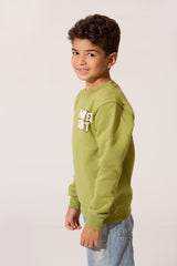 Boy's Crew Neck Slim Fit Printed Melton Sweatshirt With Long Sleeves