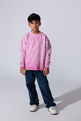 Boy's Oversized Washed Sweatshirt With A Round Neck And Long Sleeves