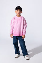 Boy's Oversized Washed Sweatshirt With A Round Neck And Long Sleeves