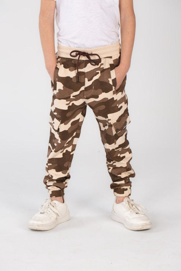 Boy's Slim Fit Army Baggy Sports Soft Melton Camouflage Sweatpants