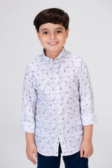 Boys Long-Sleeved jacar Poplin shirt With Full Print
