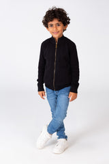 Boy's Pullover With Front Zipper And Long Sleeves