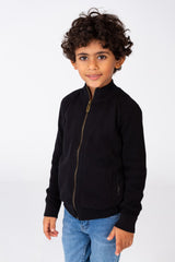 Boy's Pullover With Front Zipper And Long Sleeves