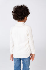 Boy's Pullover With Front Zipper And Long Sleeves