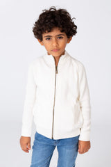 Boy's Pullover With Front Zipper And Long Sleeves