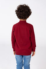 Boy's Pullover With Front Zipper And Long Sleeves