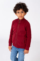 Boy's Pullover With Front Zipper And Long Sleeves