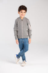Boy's Slim Fit Full Zipper Padded Basic Wool Pullover With Unique Style