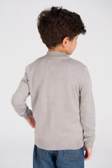Boy's Full Zipper Padded Basic Wool Pullover With Unique Style