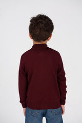 Boy's Full Zipper Padded Basic Wool Pullover With Unique Style