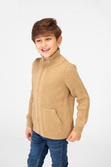 Boy's knit pullover with High Neck And Full Zip