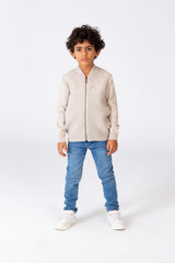 Boy's Round Neck Pullover With Tomato Print And A Zipper On The Front
