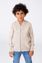 Boy's Round Neck Pullover With Tomato Print And A Zipper On The Front