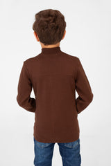 Boy's Cotton Pullover With Full Zip Closure And Pockets