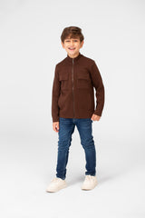 Boy's Cotton Pullover With Full Zip Closure And Pockets