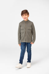 Boy's Cotton Pullover With Full Zip Closure And Pockets