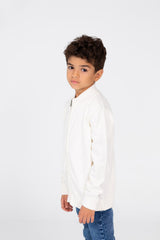 Boy's Pullover Sweater With Front Zipper And Long Sleeves