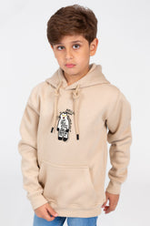 Boy's Hood Sweatshirt With Front Print And Kangaroo Pocket