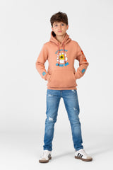 Boy's Hooded Sweatshirt With Front And Shoulder Print
