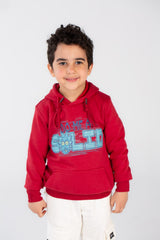 Boy's Hoodie Padded With Front & Back Print Hooded Sweatshirt