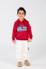 Boy's Hoodie Padded With Front & Back Print Hooded Sweatshirt