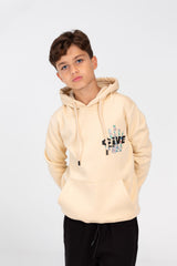 Boy's Hoodie Sweatshirt With Front Pocket In Practical Melton Material