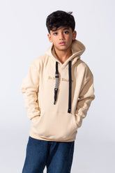 Boy's Milton Oversized Hoodie Sweatshirt With Text Print And Front Kangaroo Pocket