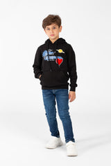 Boy's Sweatshirt With Hood And Print On The Front