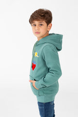 Boy's Sweatshirt With Hood And Print On The Front